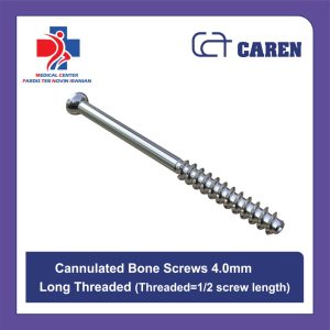 پیچ استخوانی کانوله 4.0 میلی‌متری کارن رزوه بلند نیم‌طول (Caren 4.0mm Cannulated Bone Screw Long Threaded)