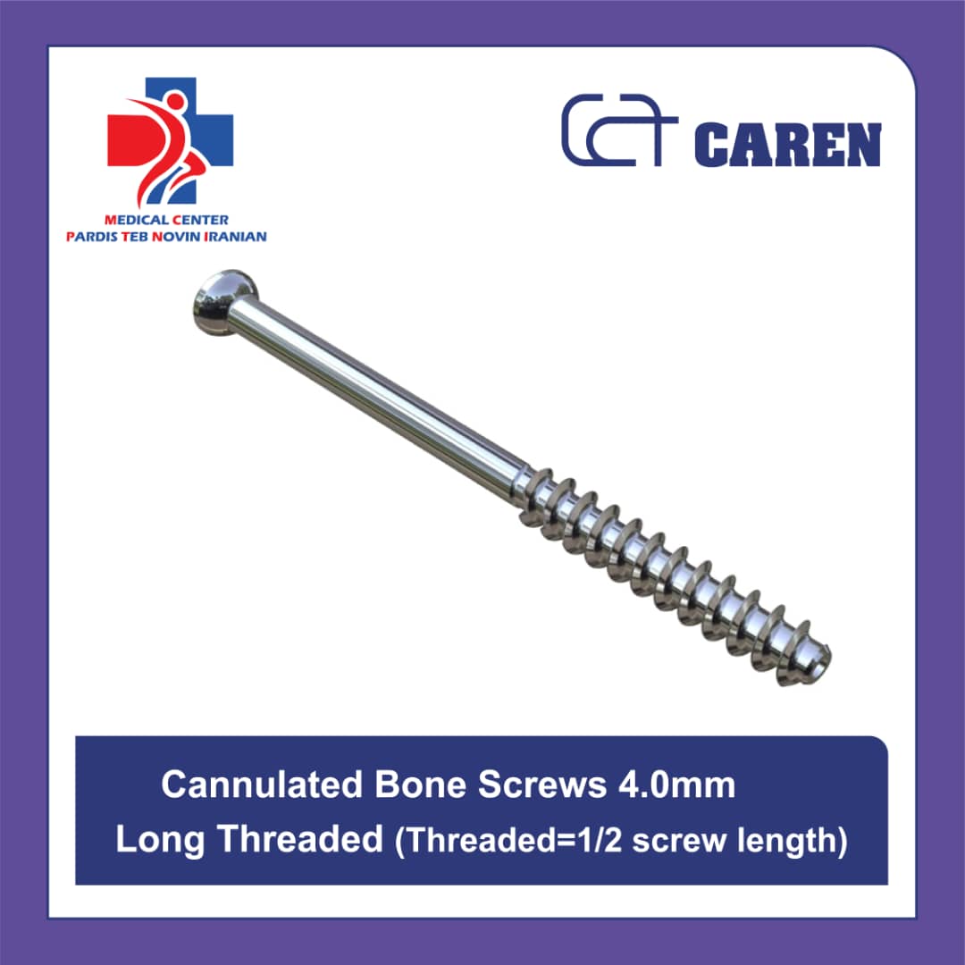 PHOTO-2026-02-24-01-18-20 پیچ استخوانی کانوله 4.0 میلیمتری کارن رزوه بلند نیمطول (Caren 4.0mm Cannulated Bone Screw Long Threaded)